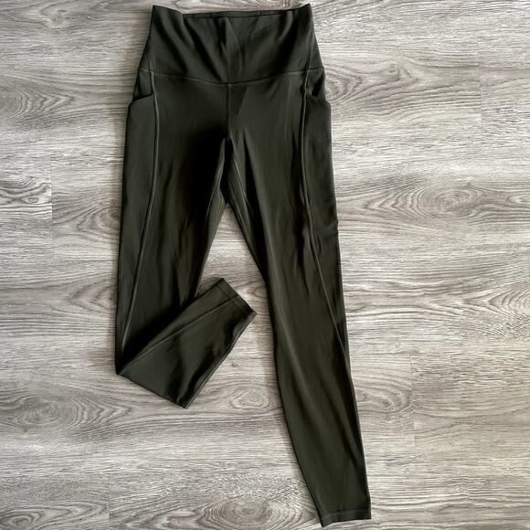 Lululemon Pants - Lululemon Leggings Size 6 27” Inseam High Rise Side Pockets Olive Green